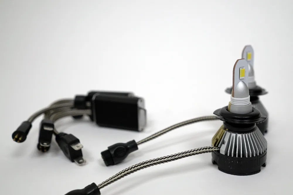 Boslla Bullet B4 multi-color LED headlight bulbs photographed by BulbFacts