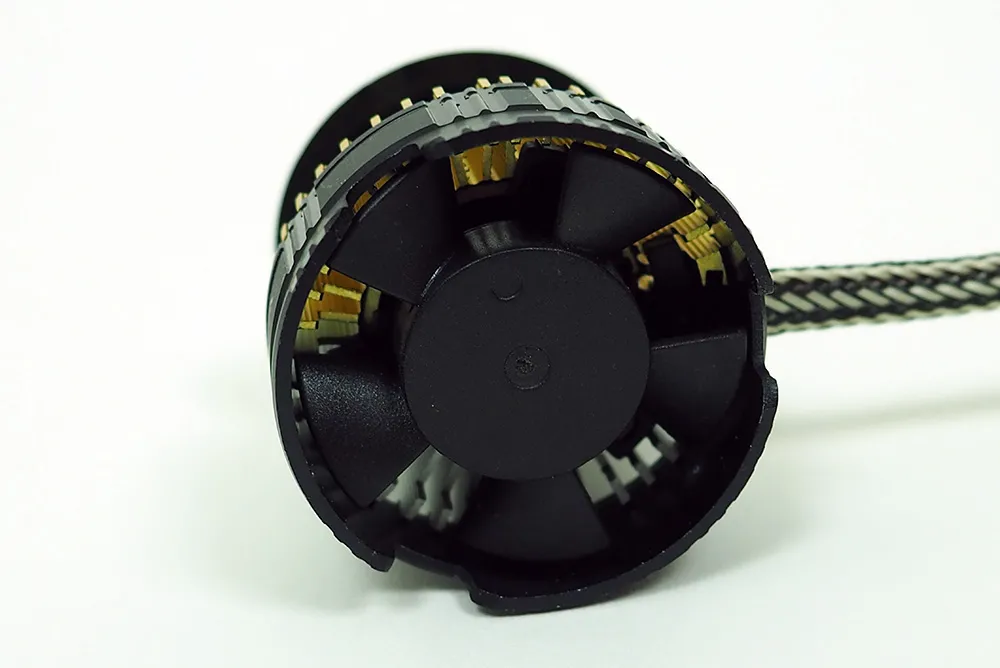 Boslla Bullet B4 rear active-cooling fan photographed by BulbFacts