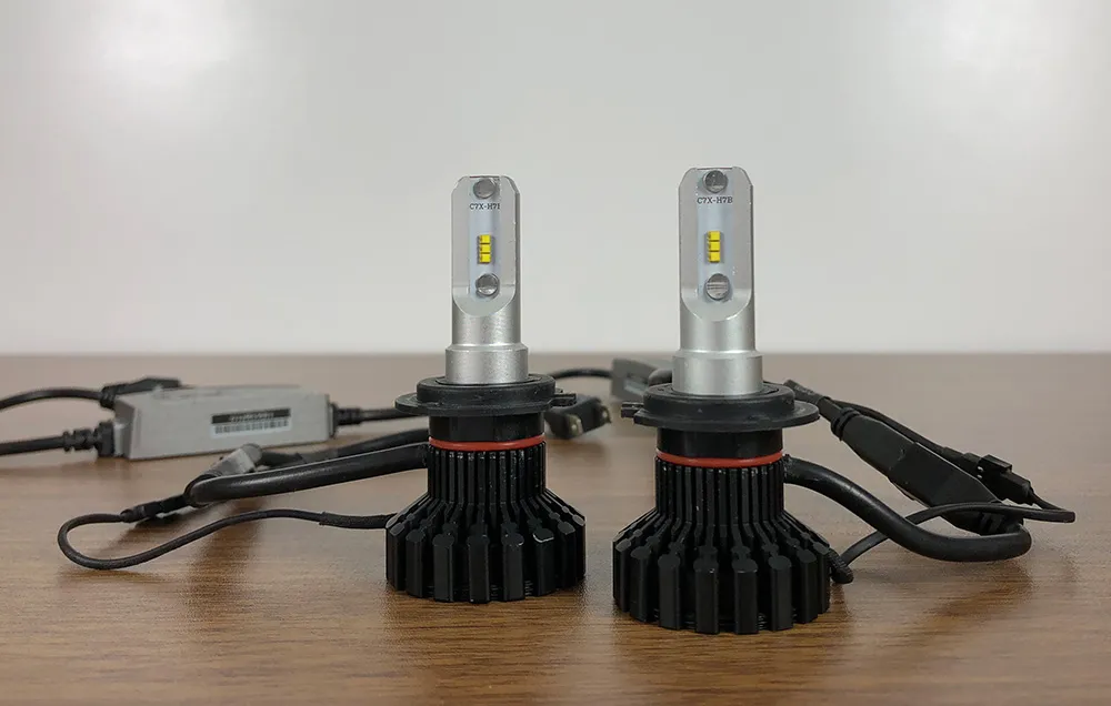 DeAutoLED Premium LED bulbs and external drivers photographed by BulbFacts